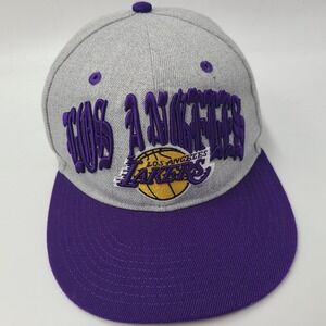 Los Angeles Lakers Hat Snapback Ultra Game Gray Purple NBA Basketball Script Men